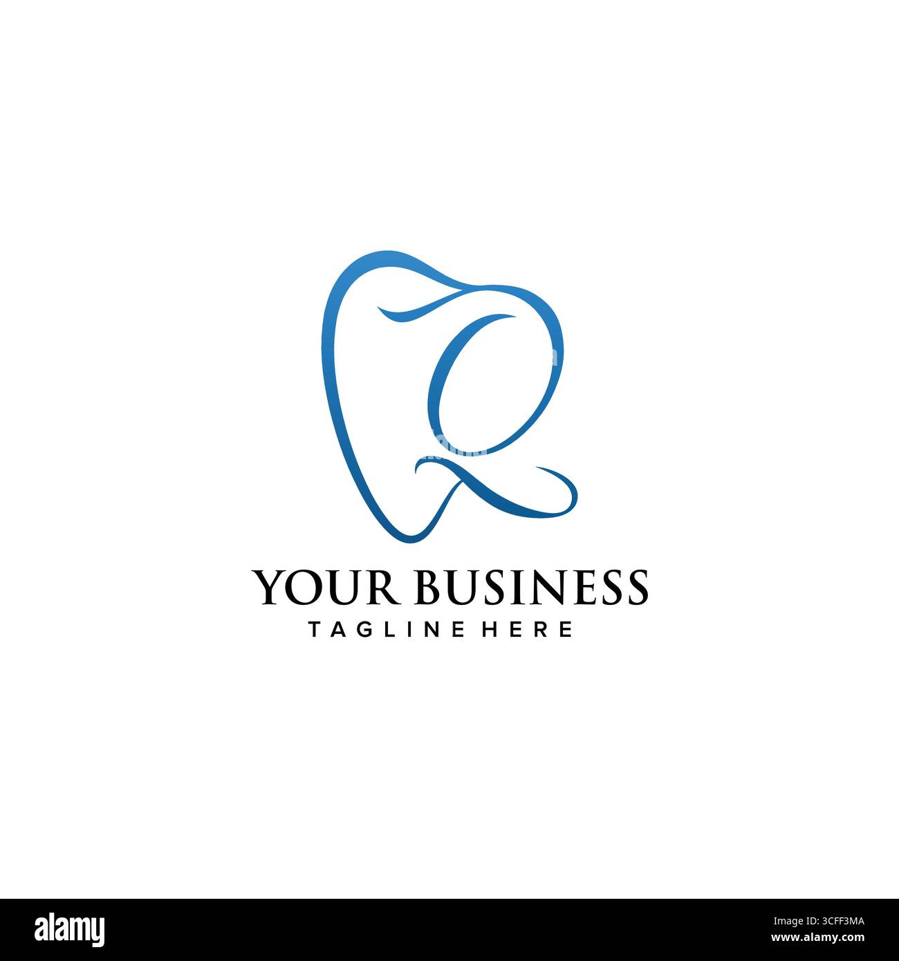 Zahnklinik Initial Letter Q Logo Design Continuous-line Luxus Stil. Vektorabbildung Stock Vektor