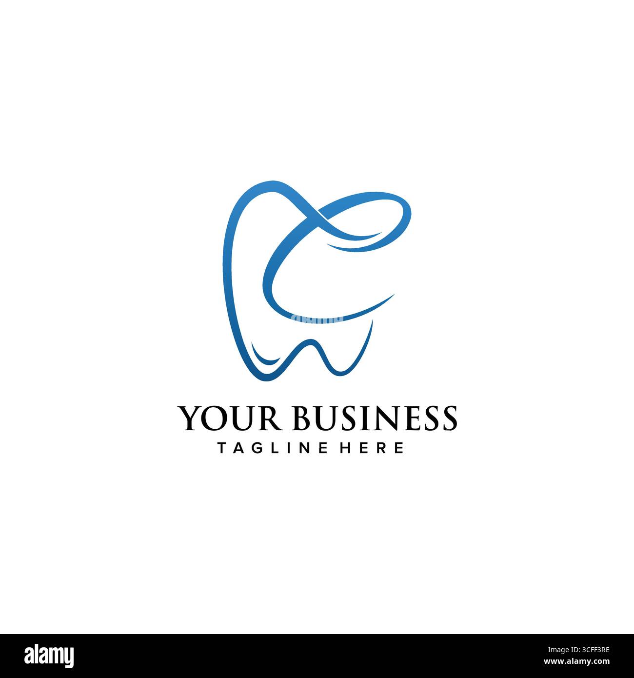 Zahnklinik Initial Letter C Logo Design Continuousline Luxus Stil. Vektorabbildung Stock Vektor