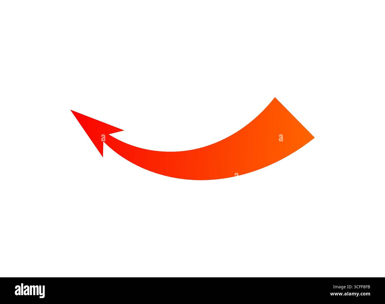 Kräftiger geschwungener Pfeil für Angriff und Strategie mit dynamischer Bewegung in rotem Verlauf Stock Vektor