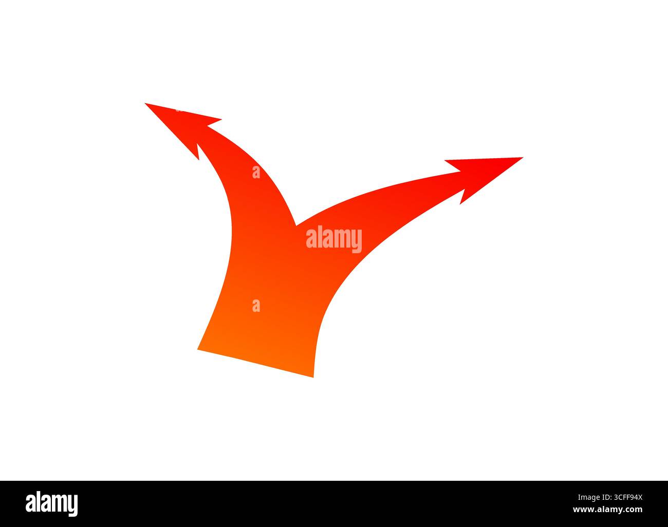 Dynamisch gekrümmter Pfeil in Rot und Orange zur Darstellung von Strategie und taktischer Bewegung Stock Vektor