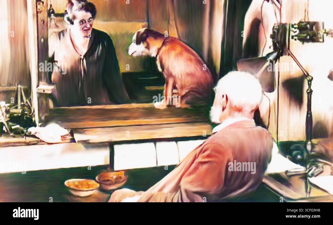 Pawlow’s Dog Experiment – realistische digitale fotografische Illustration der Verhaltenswissenschaft Stockfoto