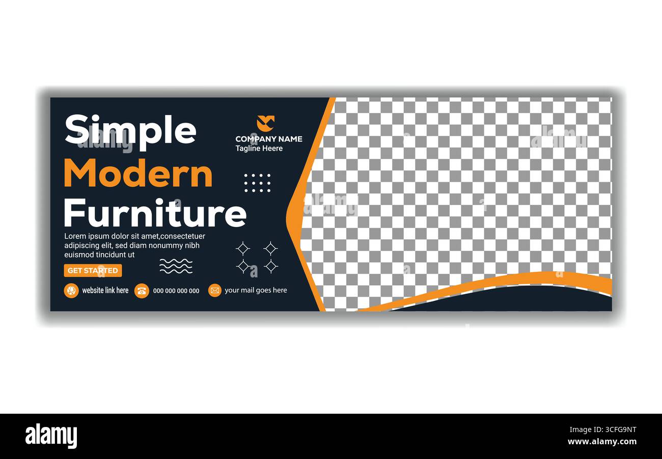 Minimalistische Möbel Social-Media-Banner-Vorlage Elegante Wohnkultur Werbedesign Stock Vektor