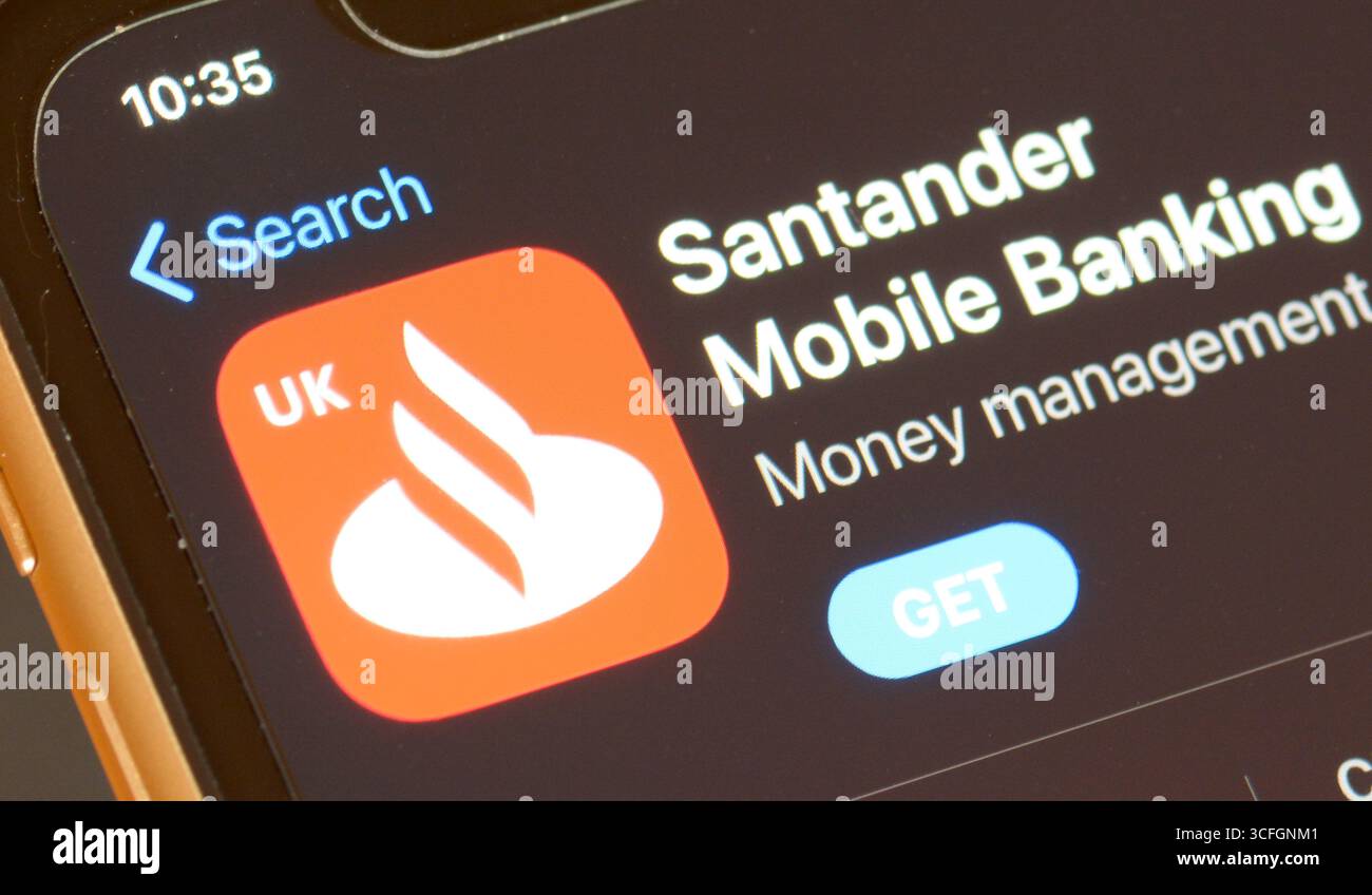 Santander Mobile Banking im Apple App Store Stockfoto