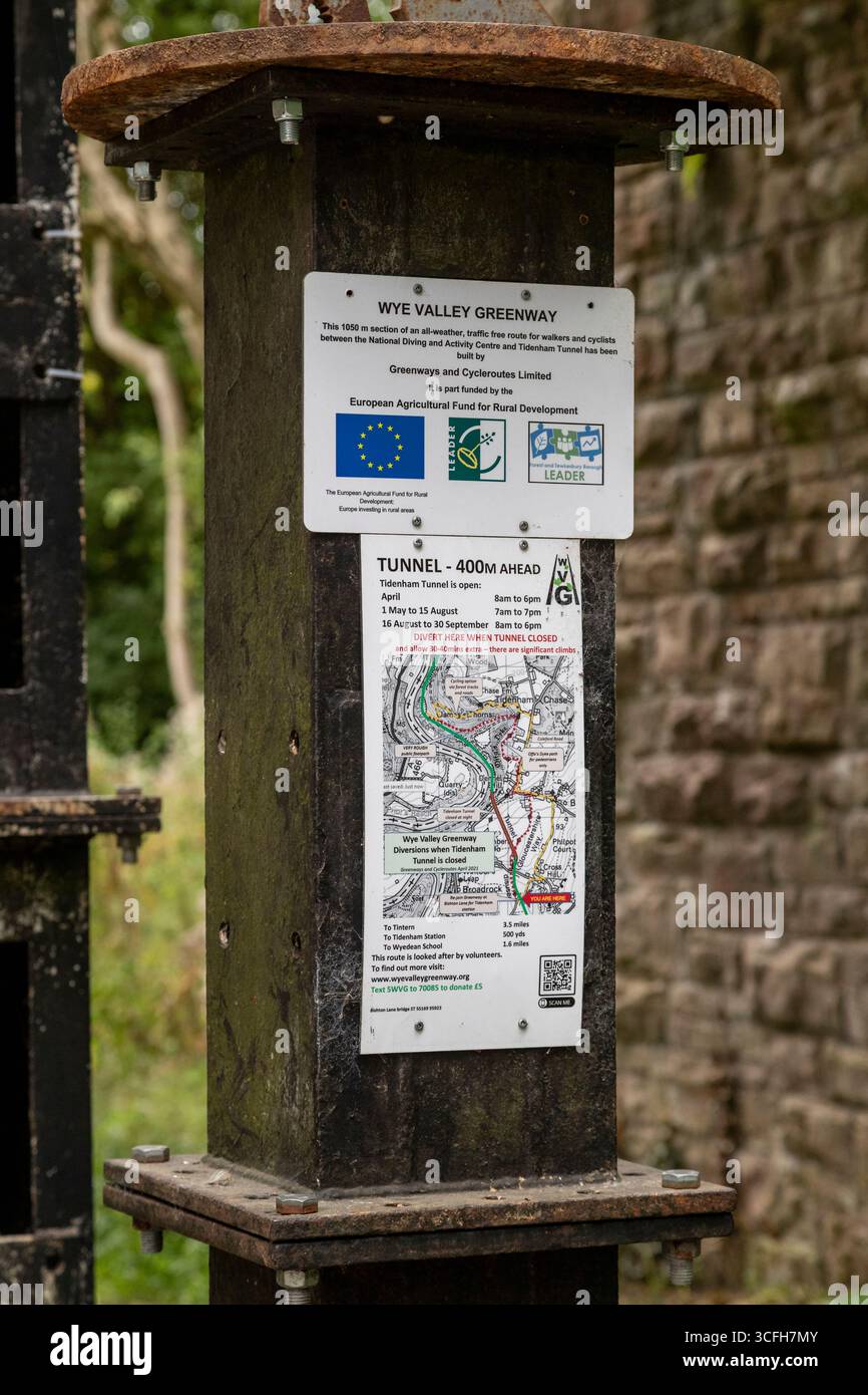 Wye Valley Greenway. Ein 8 km langer Mehrzweckweg zwischen Chepstow und Tintern. Stockfoto
