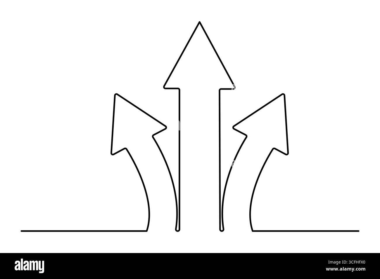 Pfeilsymbol in durchgehender einzeiliger Zeichnung mit minimalistischem Stil und einfacher Umrissdarstellung Stock Vektor
