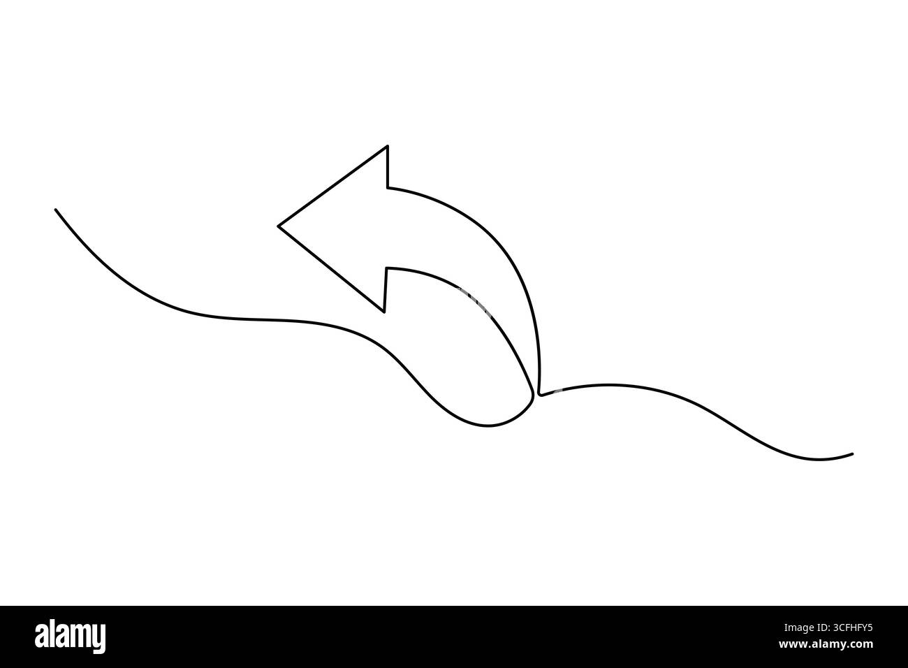 Pfeilsymbol in durchgehender einzeiliger Zeichnung mit minimalistischem Stil und einfacher Umrissdarstellung Stock Vektor