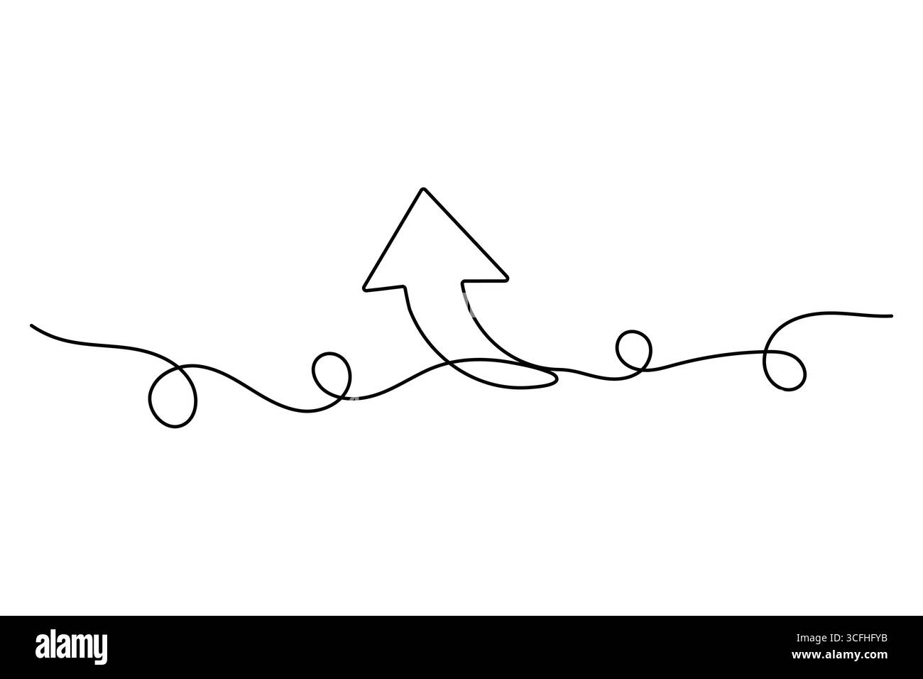 Pfeilsymbol in durchgehender einzeiliger Zeichnung mit minimalistischem Stil und einfacher Umrissdarstellung Stock Vektor