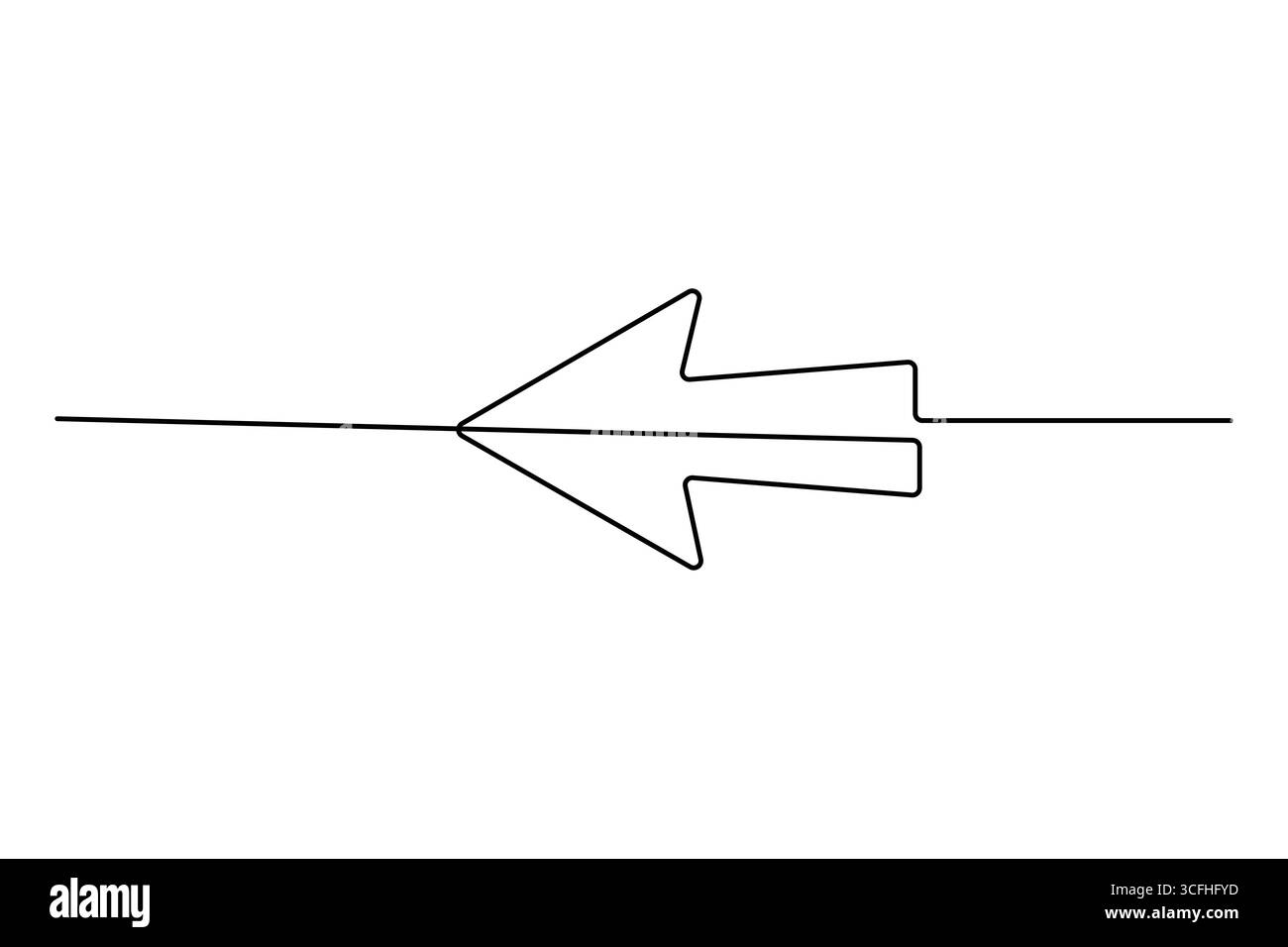 Pfeilsymbol in durchgehender einzeiliger Zeichnung mit minimalistischem Stil und einfacher Umrissdarstellung Stock Vektor