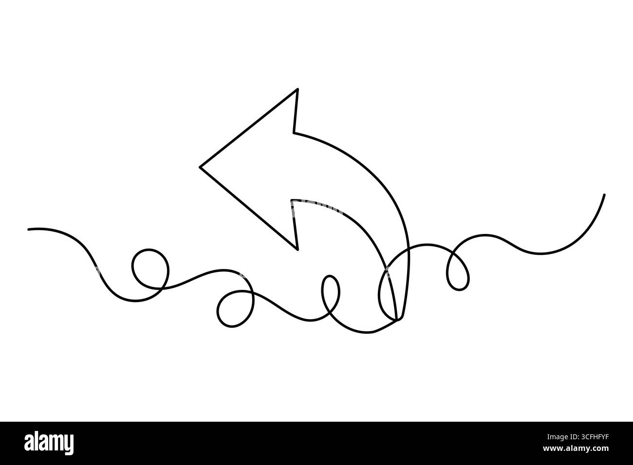 Pfeilsymbol in durchgehender einzeiliger Zeichnung mit minimalistischem Stil und einfacher Umrissdarstellung Stock Vektor