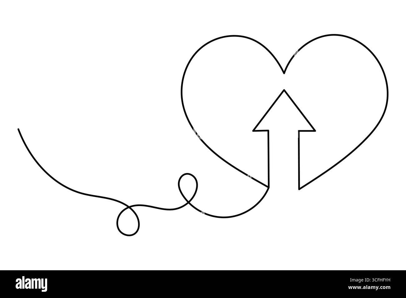 Pfeilsymbol in durchgehender einzeiliger Zeichnung mit minimalistischem Stil und einfacher Umrissdarstellung Stock Vektor