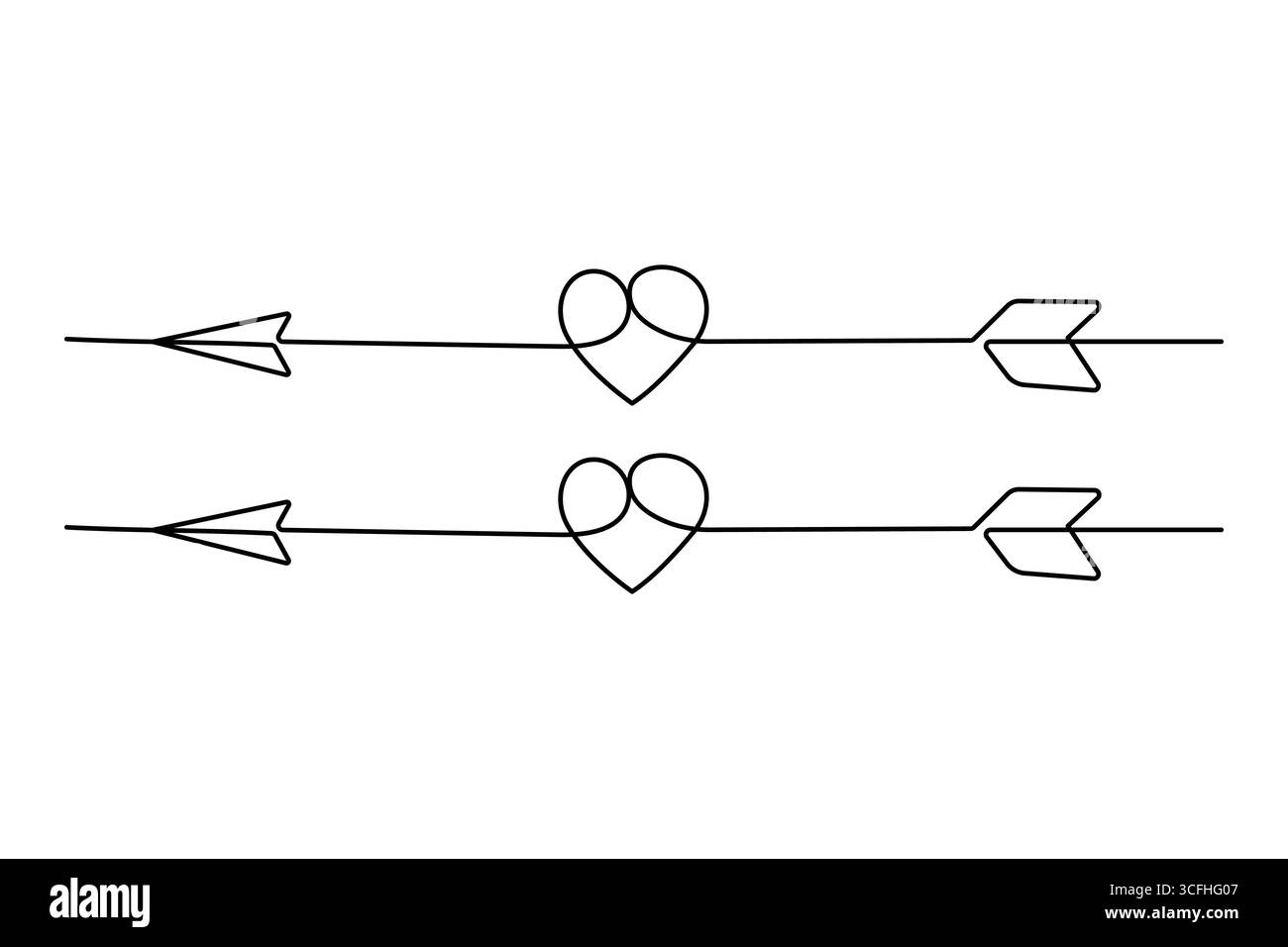 Pfeilsymbol in durchgehender einzeiliger Zeichnung mit minimalistischem Stil und einfacher Umrissdarstellung Stock Vektor