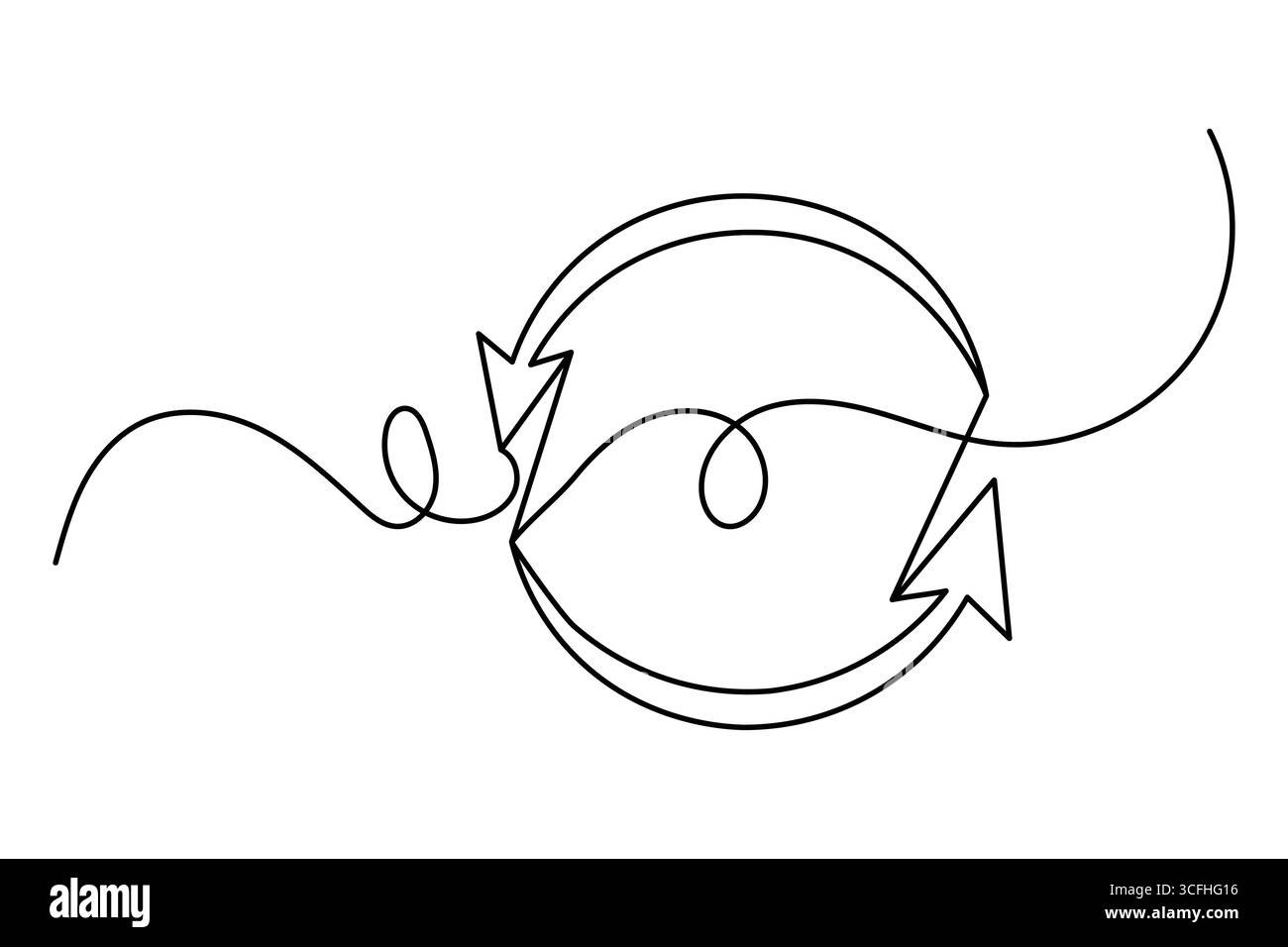 Pfeilsymbol in durchgehender einzeiliger Zeichnung mit minimalistischem Stil und einfacher Umrissdarstellung Stock Vektor