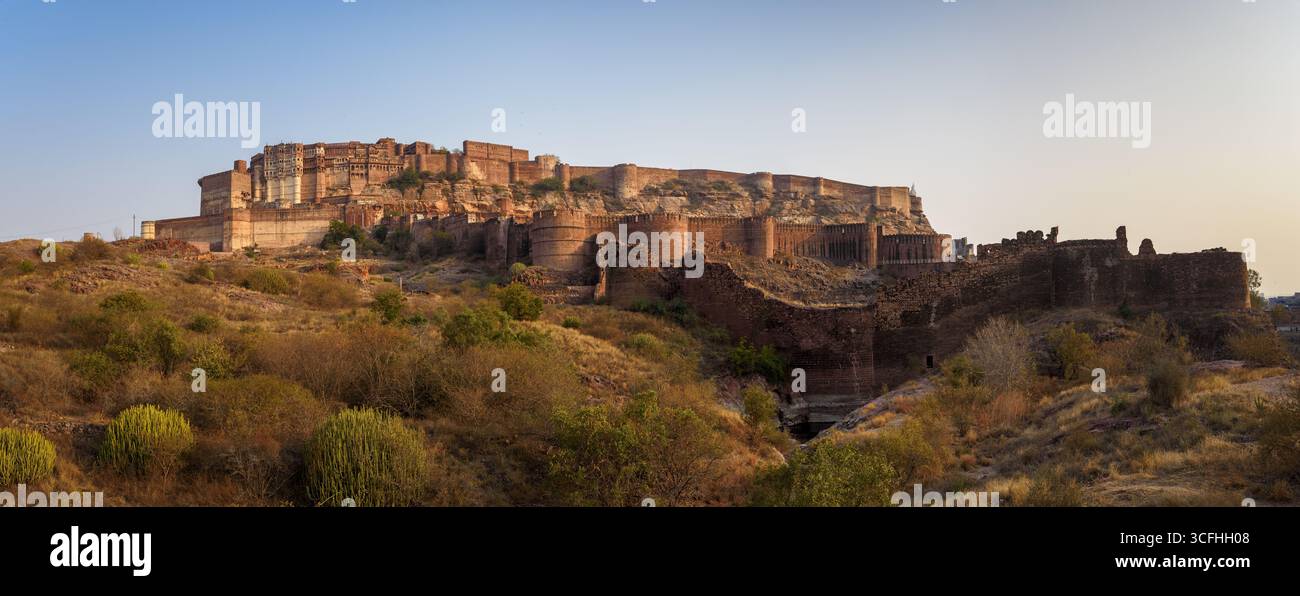 Mehrangarh Fort Panorama. Jodhpur, Rajasthan, Indien Stockfoto