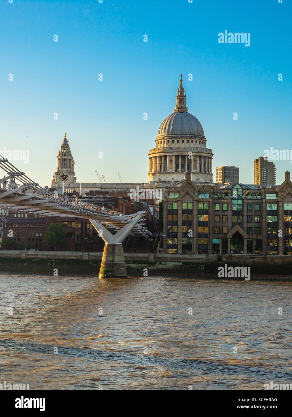 Landschaft der St. Paul Cathedral an der Themse in London, England, Großbritannien Stockfoto