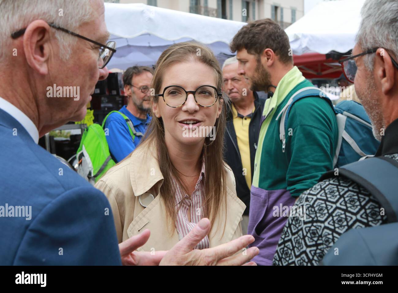 Aurore Bergé, Ministre déléguée chargée de l'égalité entre les femmes et les hommes et de la Lutte contre les Diskriminations et Jean-Marc Peillex, Ma Stockfoto
