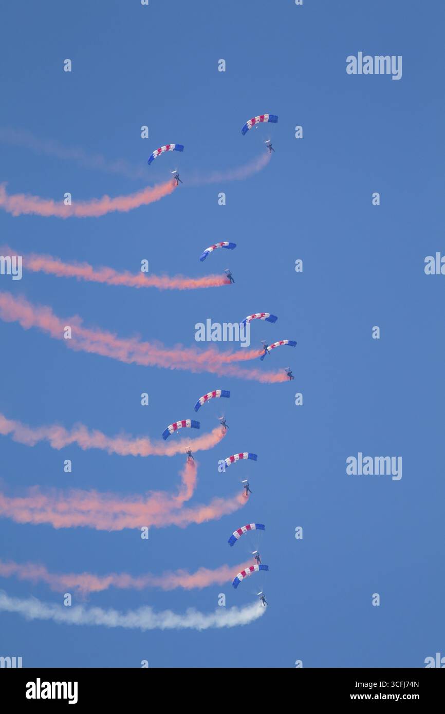 Die Falcons Fallschirmspringer der Royal Air Force RAF, England, Vereinigtes Königreich Stockfoto