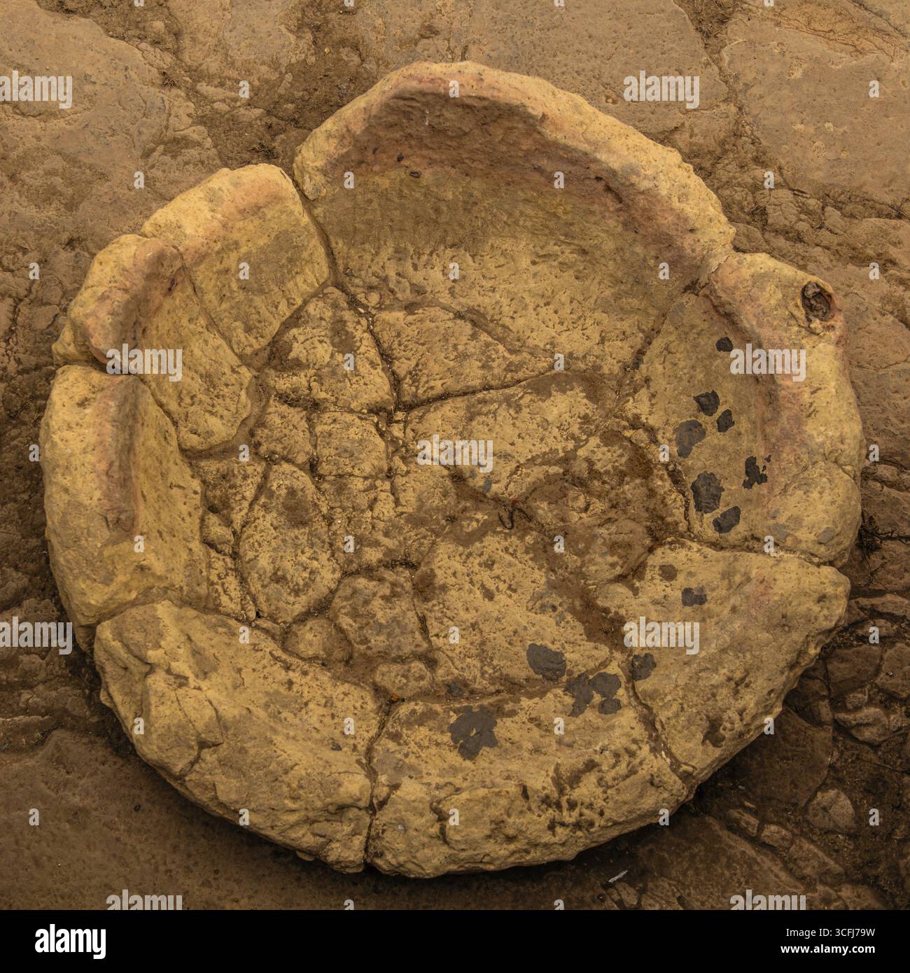 Opferschale, Megalithtempel von Hal Tarxien, 3250-2500 v. Chr., UNESCO-Weltkulturerbe, Tarxien, Malta Stockfoto