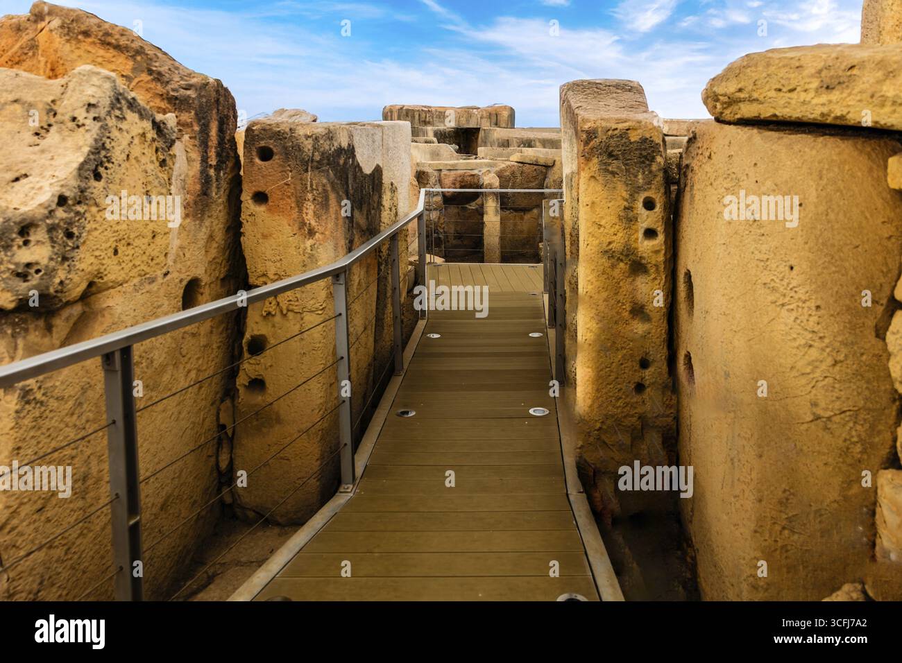 Megalithtempel von Hal Tarxien, 3250-2500 v. Chr., Erscheinungsbild ohne Zeltdach, UNESCO-Weltkulturerbe, Tarxien, Malta Stockfoto