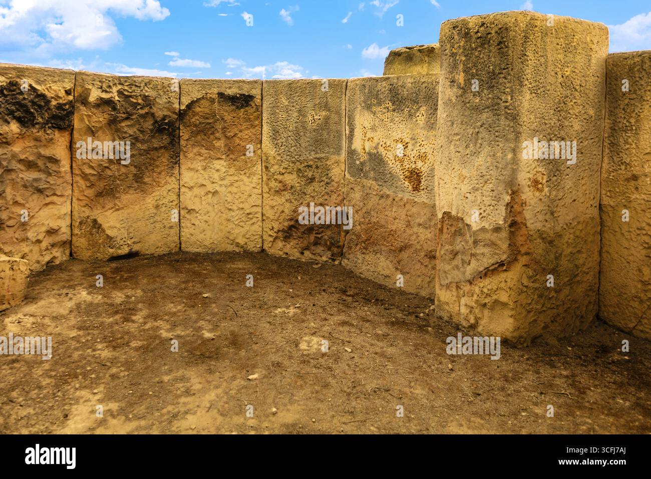Megalithtempel von Hal Tarxien, 3250-2500 v. Chr., Erscheinungsbild ohne Zeltdach, UNESCO-Weltkulturerbe, Tarxien, Malta Stockfoto