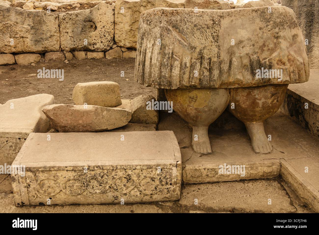 Kolossale Statue Magna Mater, Megalithtempel von Hal Tarxien, 3250-2500 v. Chr., UNESCO-Weltkulturerbe, Tarxien, Malta Stockfoto