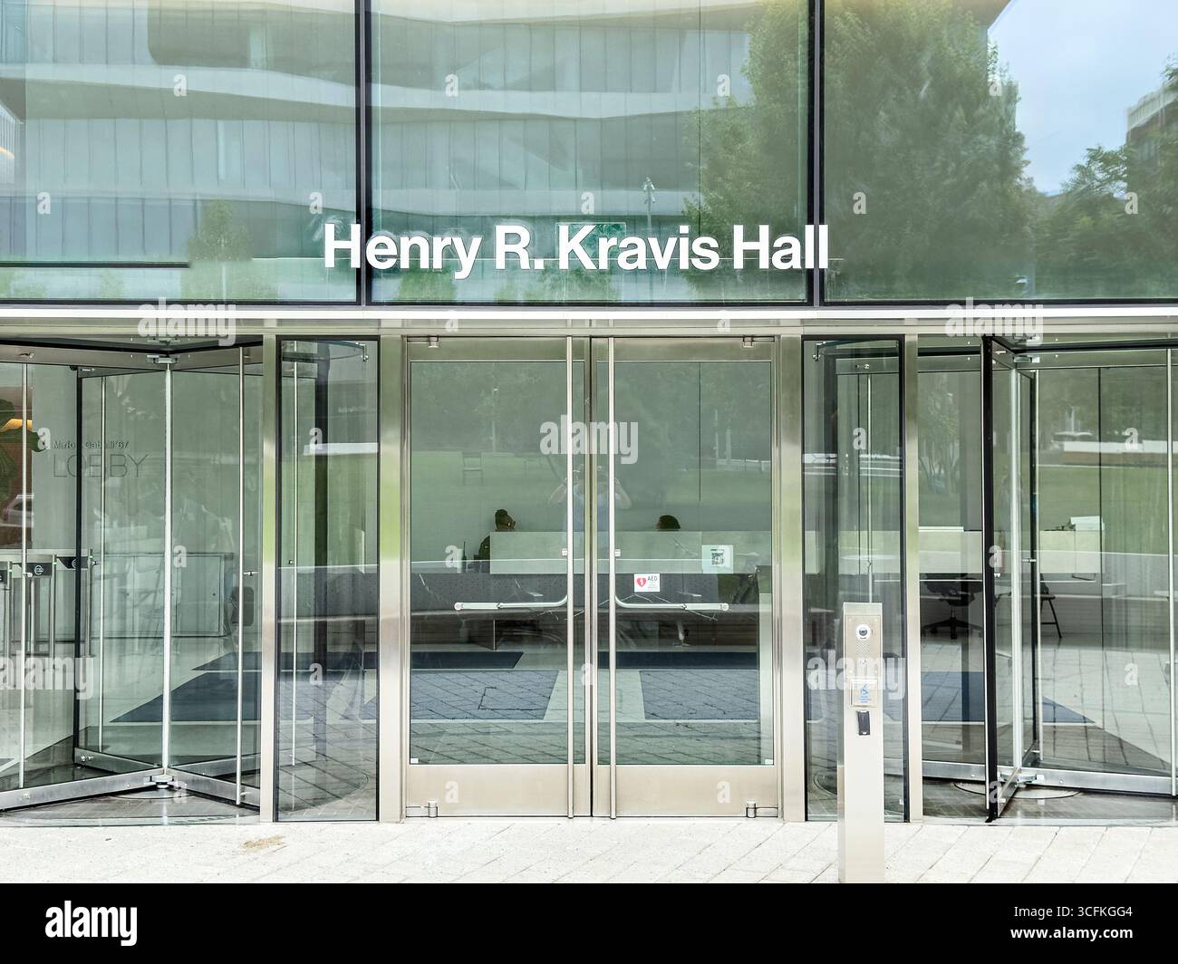 Henry R. Kravis Hall, Gebäudeeingang Columbia University Business School, Columbia University, Manhattanville Campus, 665 West 130th Street, West H Stockfoto
