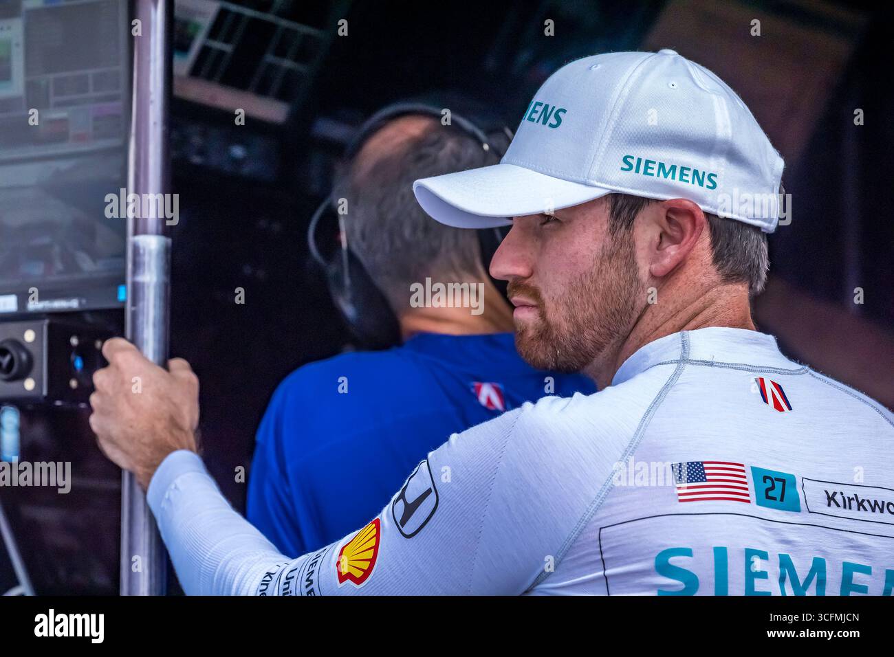 INDYCAR Series-Fahrer KYLE KIRKWOOD (27) (USA) aus Jupiter, FL, qualifiziert sich für die Snap-on Milwaukee Mile 250 auf der Milwaukee Mile im Wisconsin State Fair Park in WEST ALLIS, WI. Stockfoto