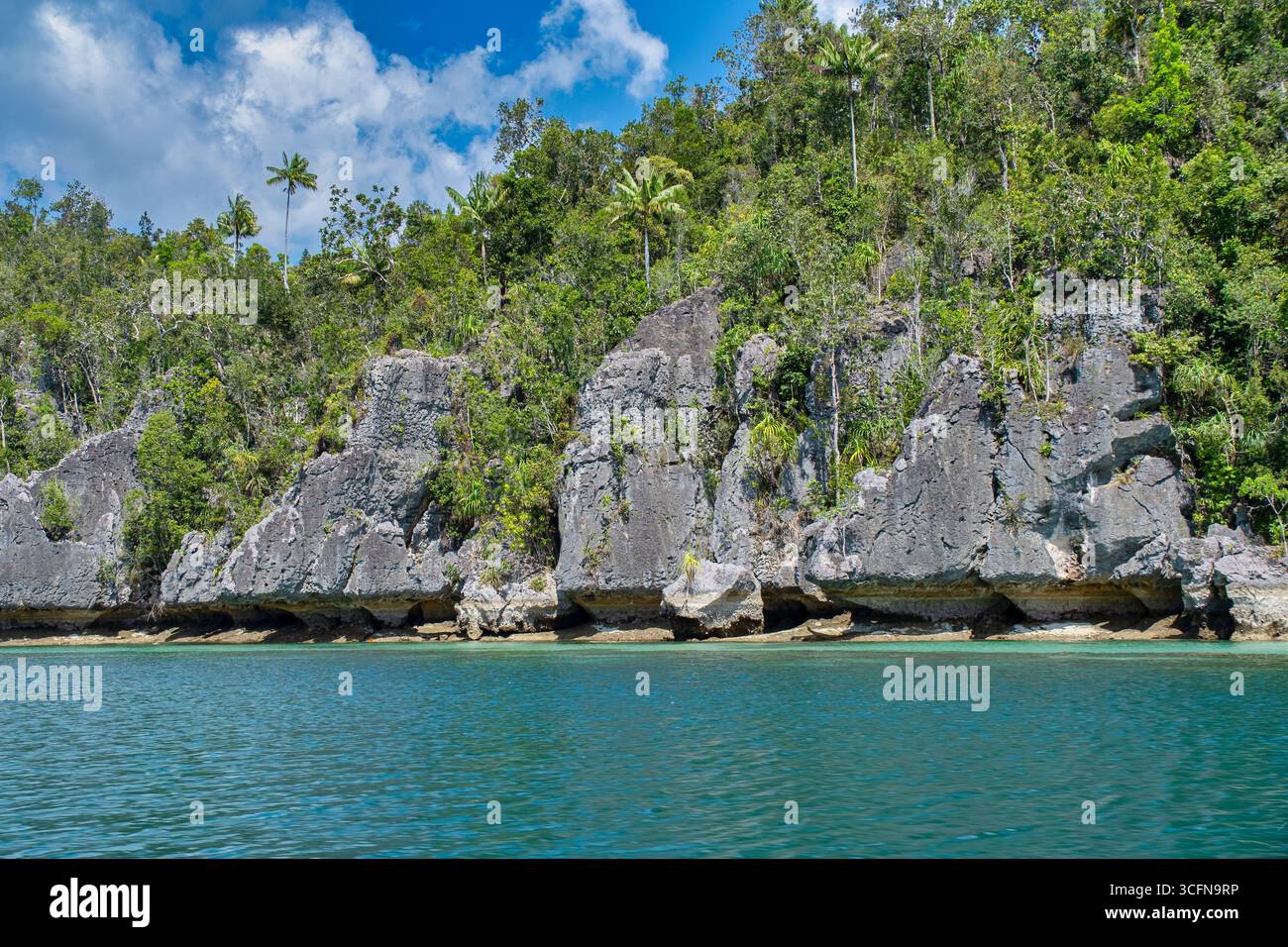 Die Geosite Dafalen and its Peak ist ein atemberaubender Ort in Besir, Raja Ampat, West Papua, mit atemberaubendem Blick auf die Umgebung. Genießen Sie Ruhe Stockfoto