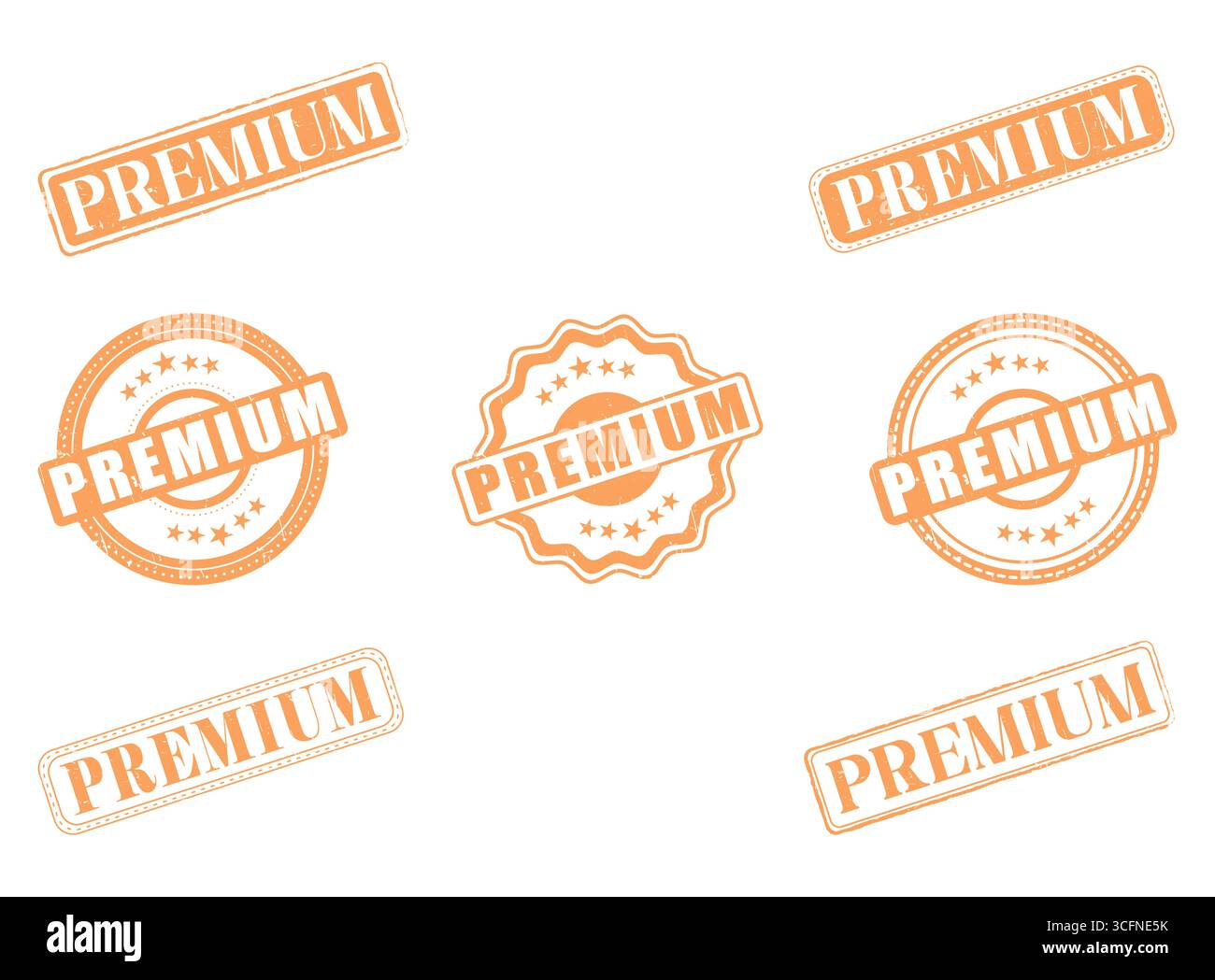 Eine Sammlung von Premium-Gummistempeln und -Dichtungen Stock Vektor