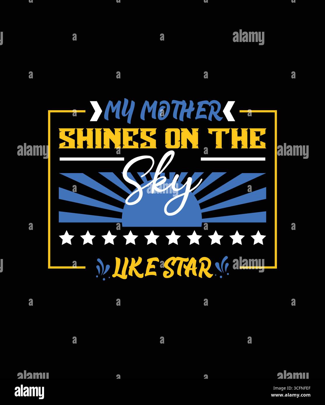 Mutter glänzt auf dem T-Shirt-Design des Himmels Stock Vektor