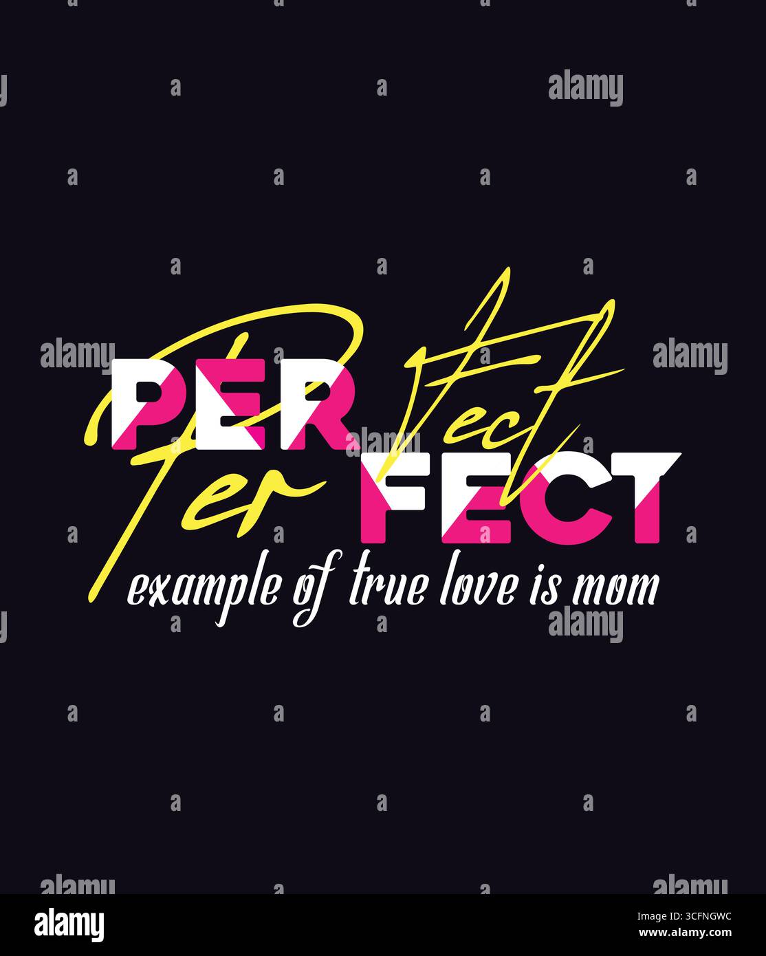 Das perfekte Beispiel für wahre Liebe ist das T-Shirt-Design der Mutter Stock Vektor