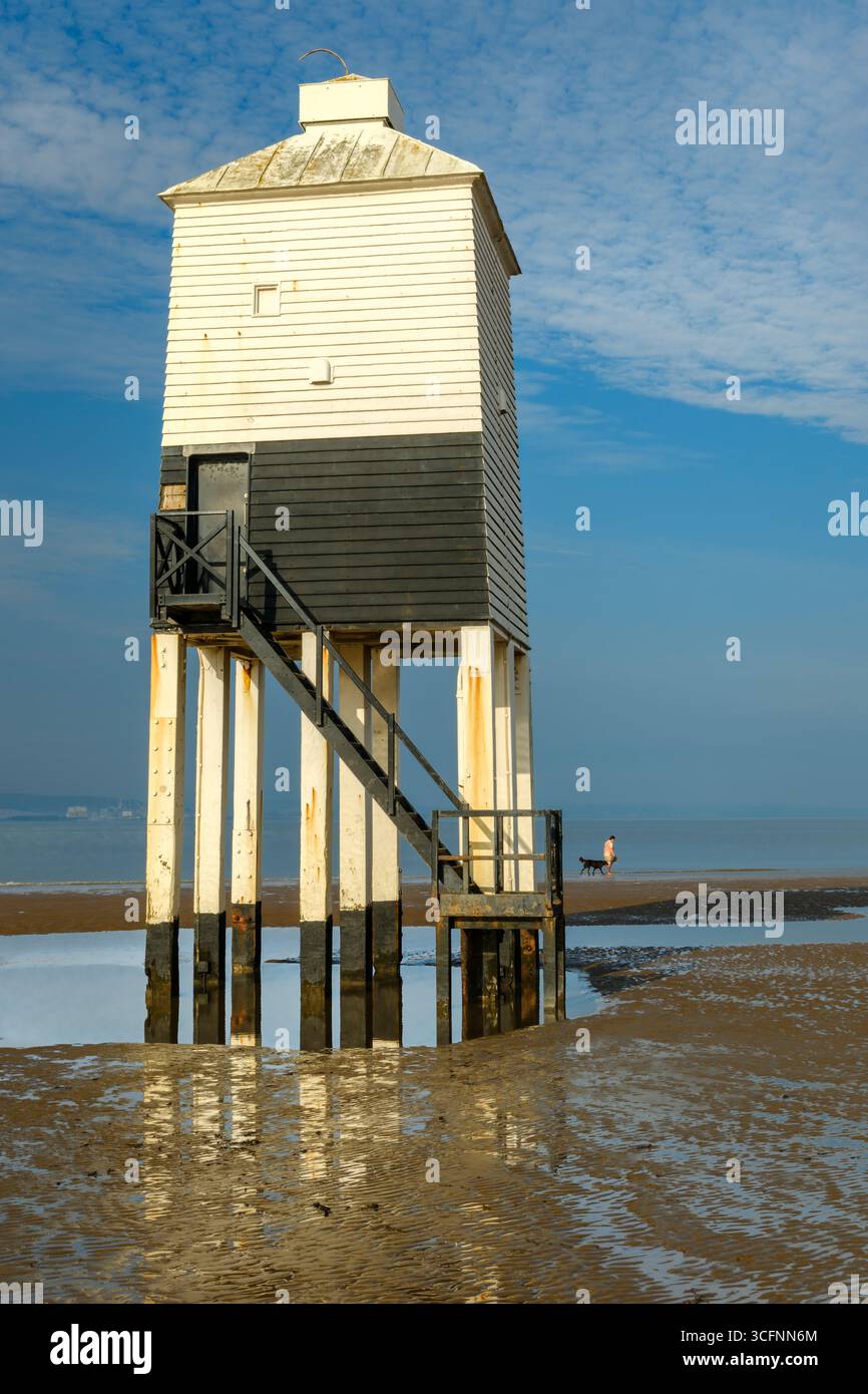 Burnham-on-Sea, Somerset - der Low Lighthouse ist einer von drei historischen Leuchttürmen in Burnham-on-Sea, Somerset, England und der einzige der drei Leuchttürme Stockfoto