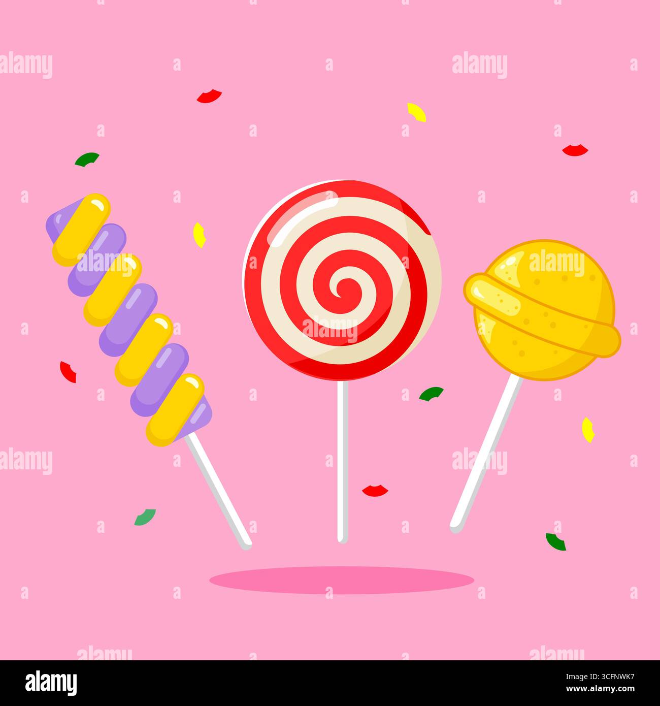 Satz von bunten Lutscher Sammlung Twist, Wirbel und Runde Bonbons Vektor Illustration Cartoon Design Stock Vektor