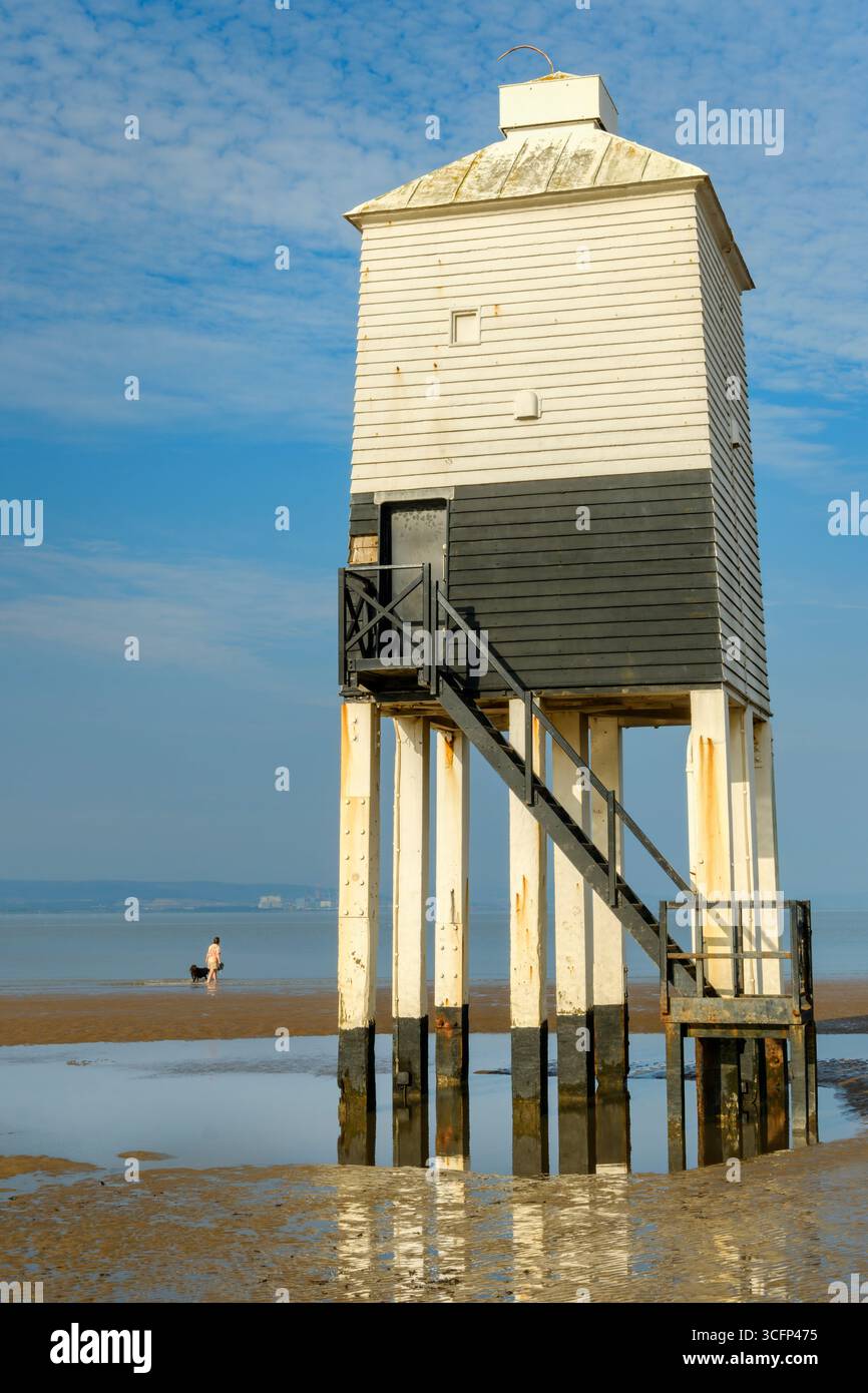 Burnham-on-Sea, Somerset - der Low Lighthouse ist einer von drei historischen Leuchttürmen in Burnham-on-Sea, Somerset, England und der einzige der drei Leuchttürme Stockfoto