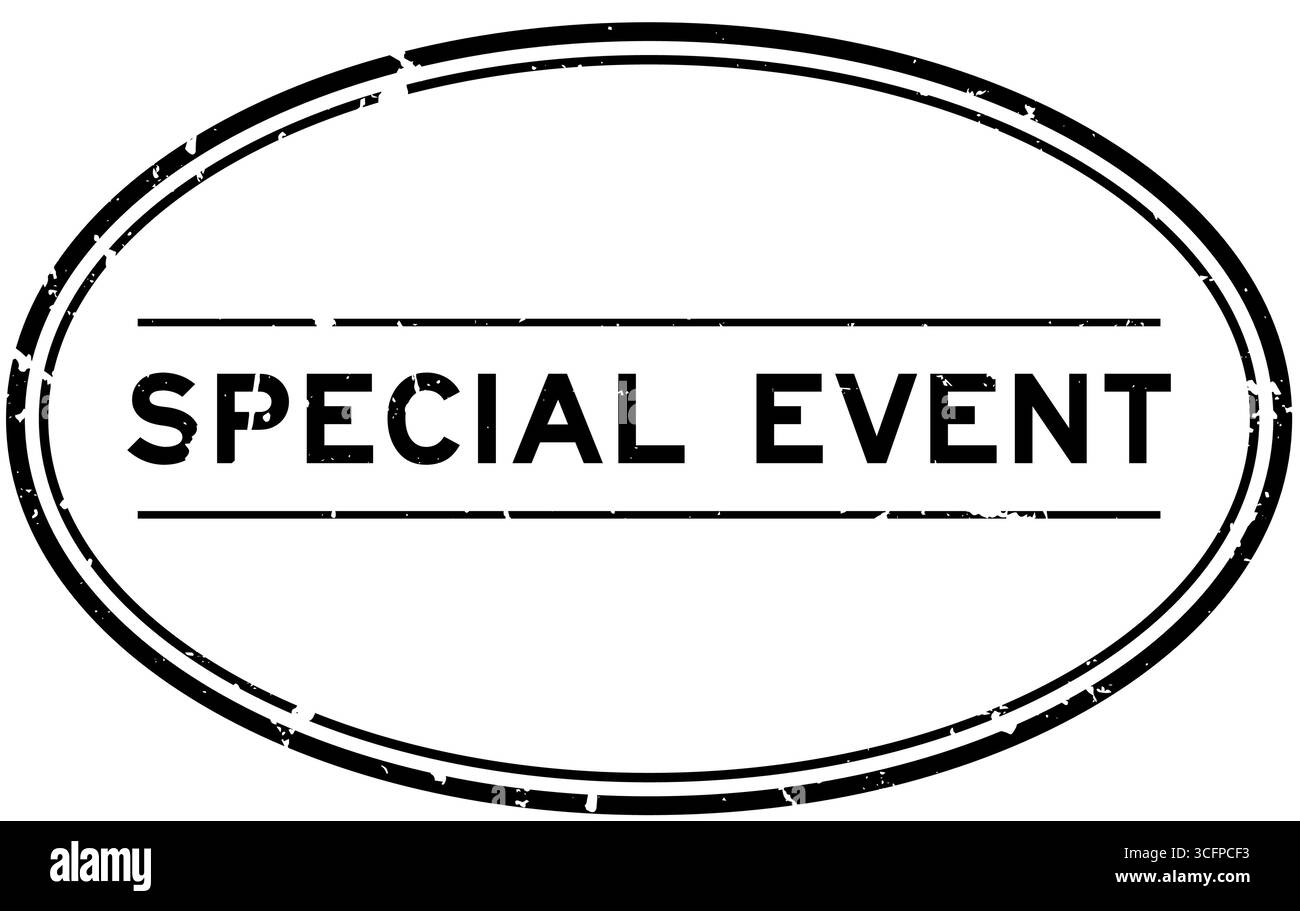 Grunge schwarzes Sonderereigniswort ovaler Gummisiegelstempel auf weißem Hintergrund Stock Vektor