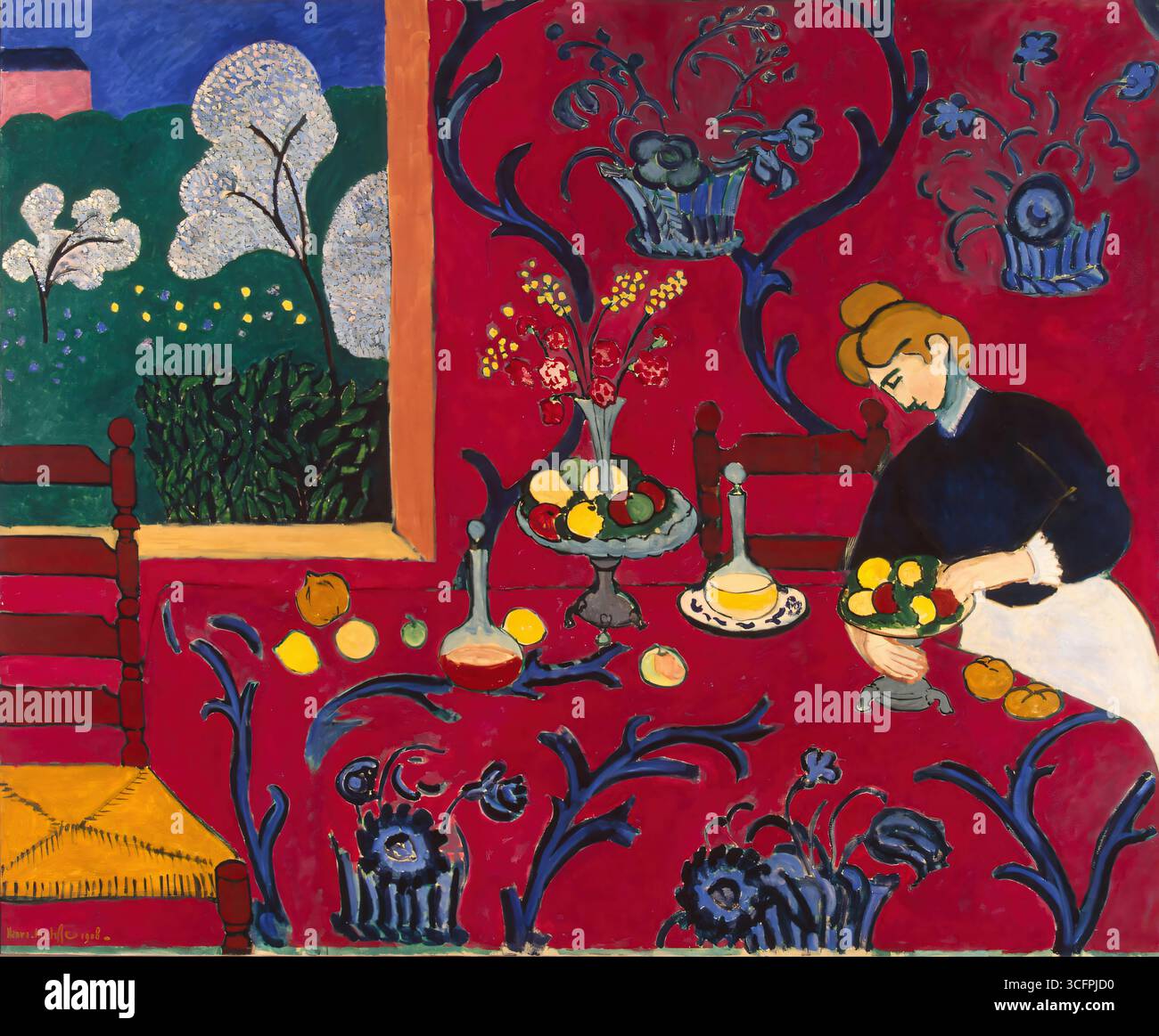 Roter Raum oder Harmonie in Rot (1908) von Henry Matisse (1869-1954), Öl auf Leinwand, cm. 180,5x221, staatliche Eremitage Museum, St. Petersburg, Russland. Stockfoto