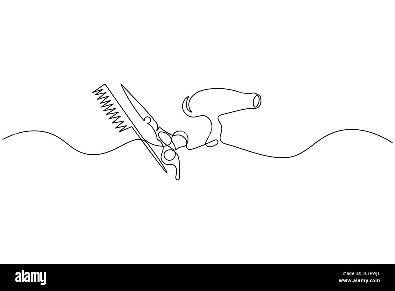 Schere durchgehende einzeilige Zeichnung minimalistischer Konturvektorillustration Stock Vektor Schere durchgehende einzeilige Zeichnung minimalistischer Konturvektorillustration Stock Vektor