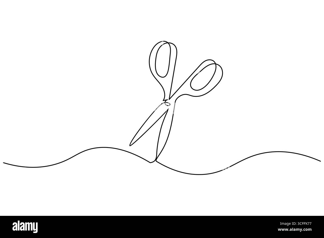 Schere durchgehende einzeilige Zeichnung minimalistischer Konturvektorillustration Stock Vektor Schere durchgehende einzeilige Zeichnung minimalistischer Konturvektorillustration Stock Vektor