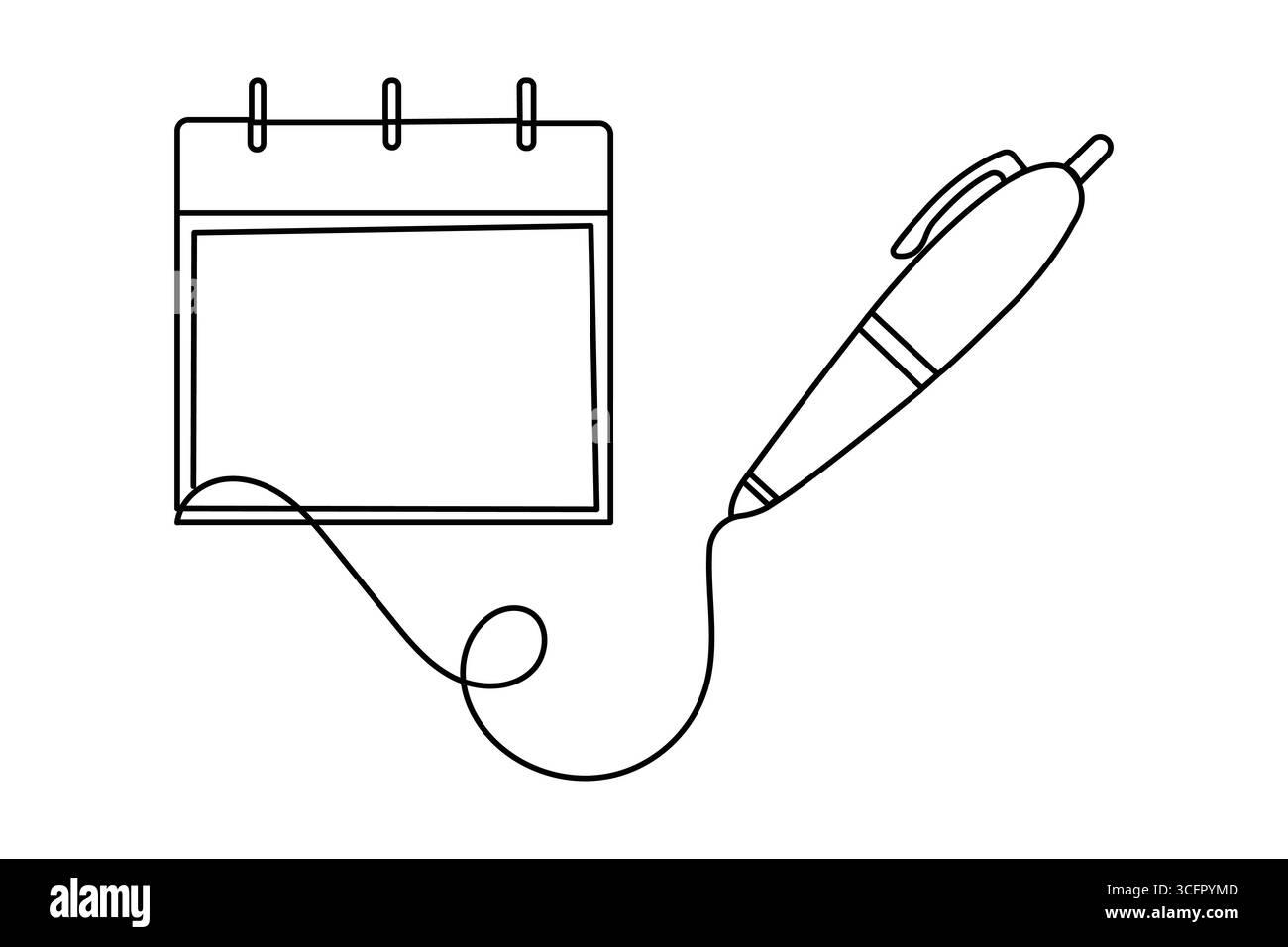 Kugelschreiber durchgehende einzeilige Zeichnung im minimalistischen Stil mit isolierter Umrissdarstellung auf weiß Stock Vektor