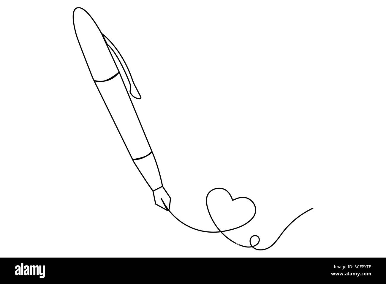 Kugelschreiber durchgehende einzeilige Zeichnung im minimalistischen Stil mit isolierter Umrissdarstellung auf weiß Stock Vektor