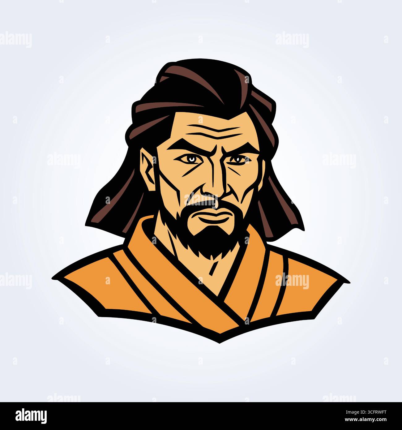 Eine Charakterdarstellung eines Samurai-Mannes Stock Vektor