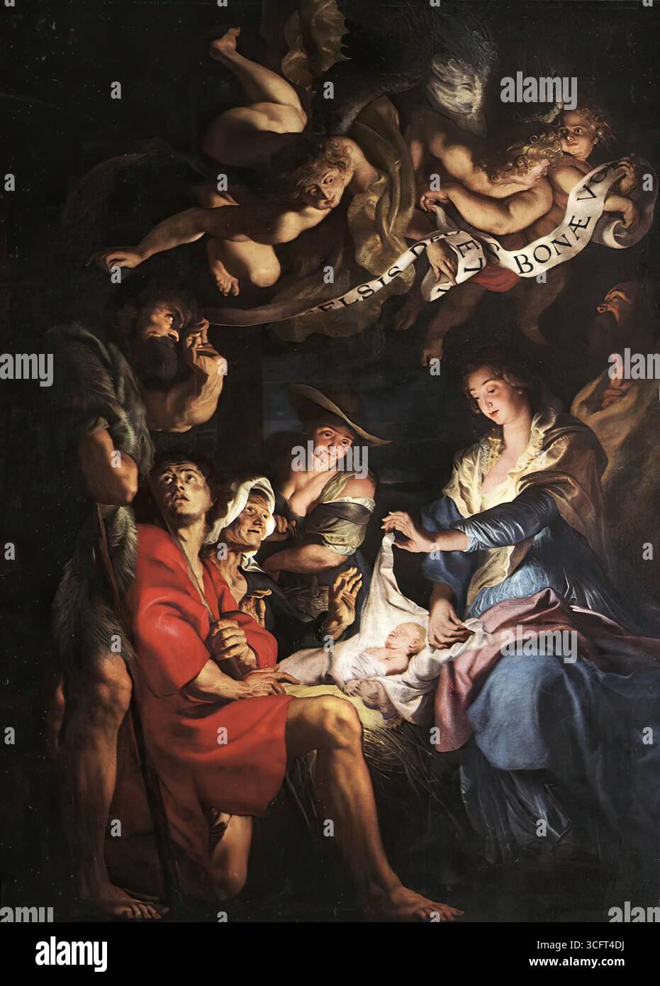 RUBENS, Pieter Pauwel (* 1577, Siegen, d. 1640, Antwerpen) Anbetung der Hirten um 1608 Öl auf Leinwand St.-Pauluskerk, Antwerpen --- Schlüsselwörter: ----------------- Autor: RUBENS, Pieter Pauwel Titel: Anbetung der Hirten Zeitlinie: 1601-1650 Schule: Flämische Form: Malerei Typ: Religiös Stockfoto