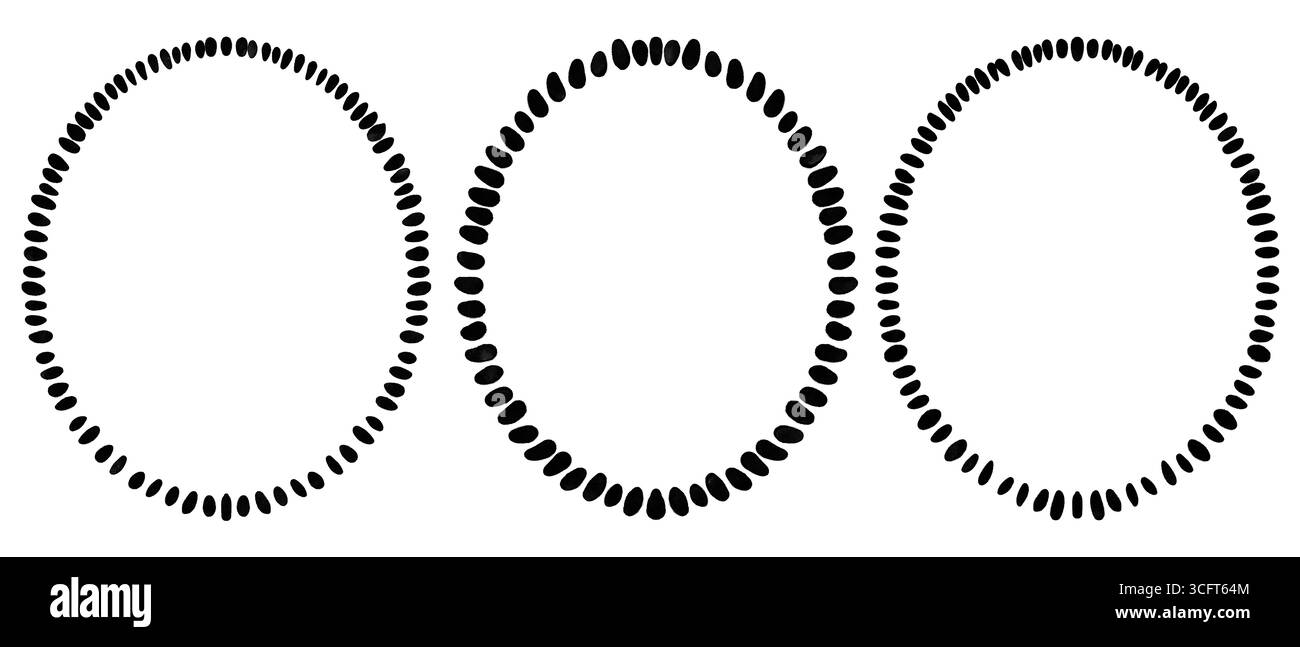 Ovale Rahmen, Handgezeichneter Linearkurve, Skalierter Kantensatz Stockfoto