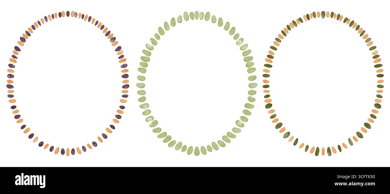 Ovale Rahmen, Handgezeichneter Linearkurve, Skalierter Kantensatz Stockfoto