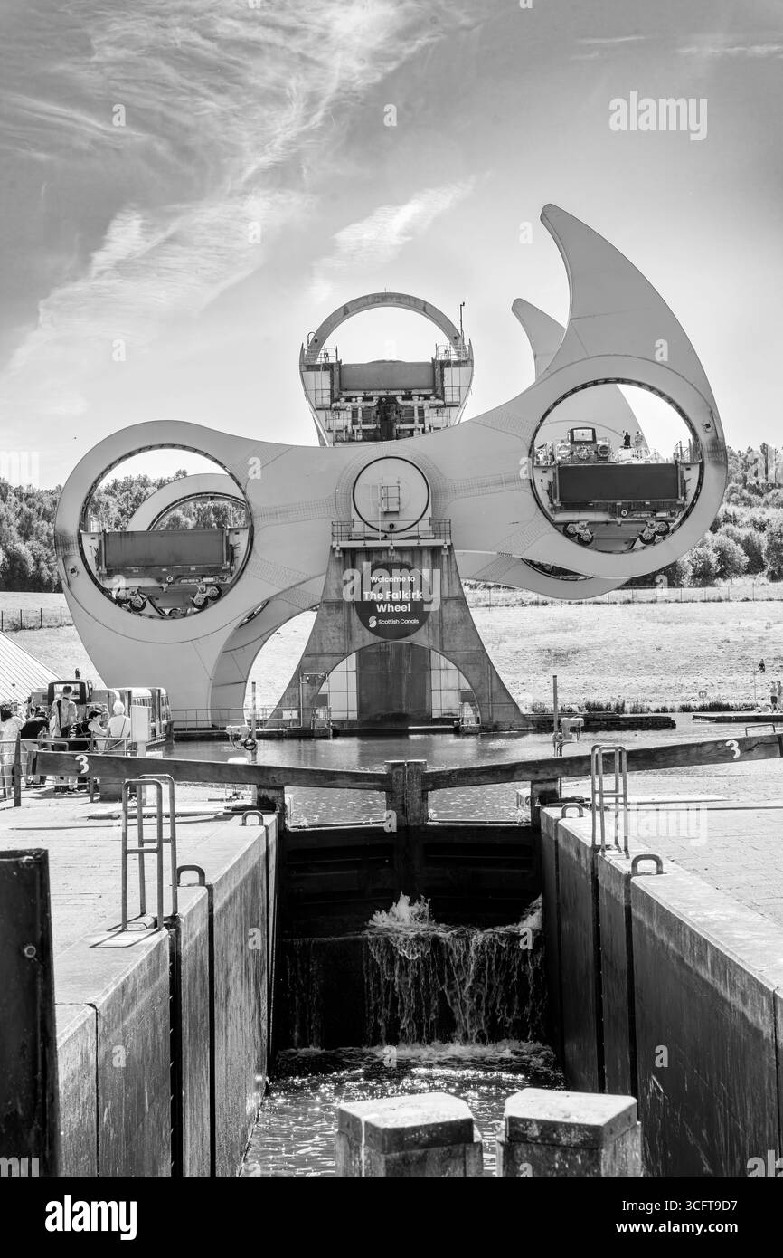 Falkirk Wheel Rotary Boat Lift, schottische Kanäle, Schottland Stockfoto