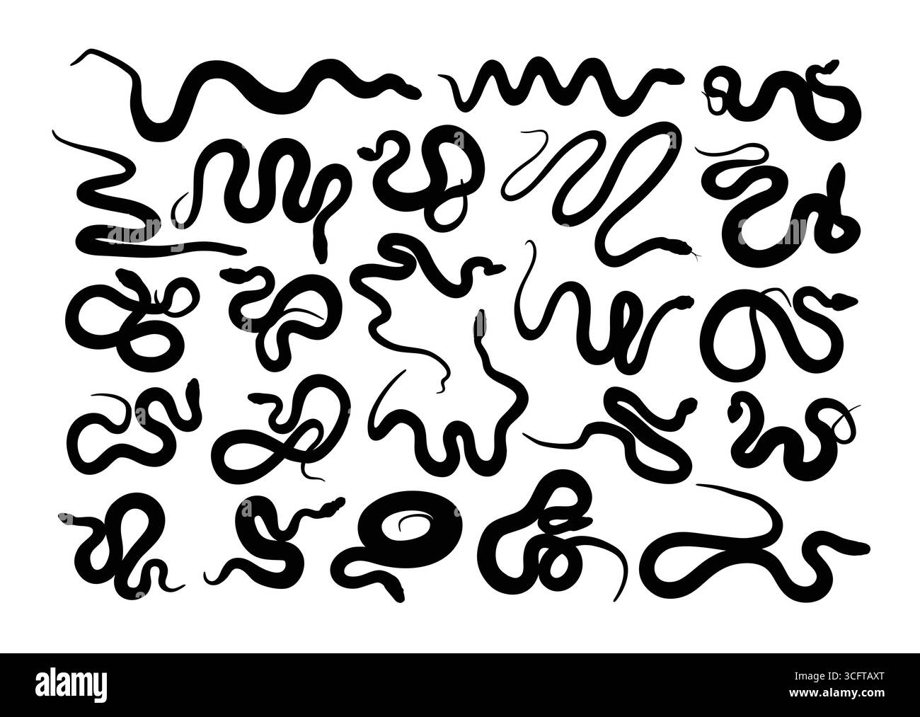 Die großen Silhouetten wilder Schlangen. Stock Vektor