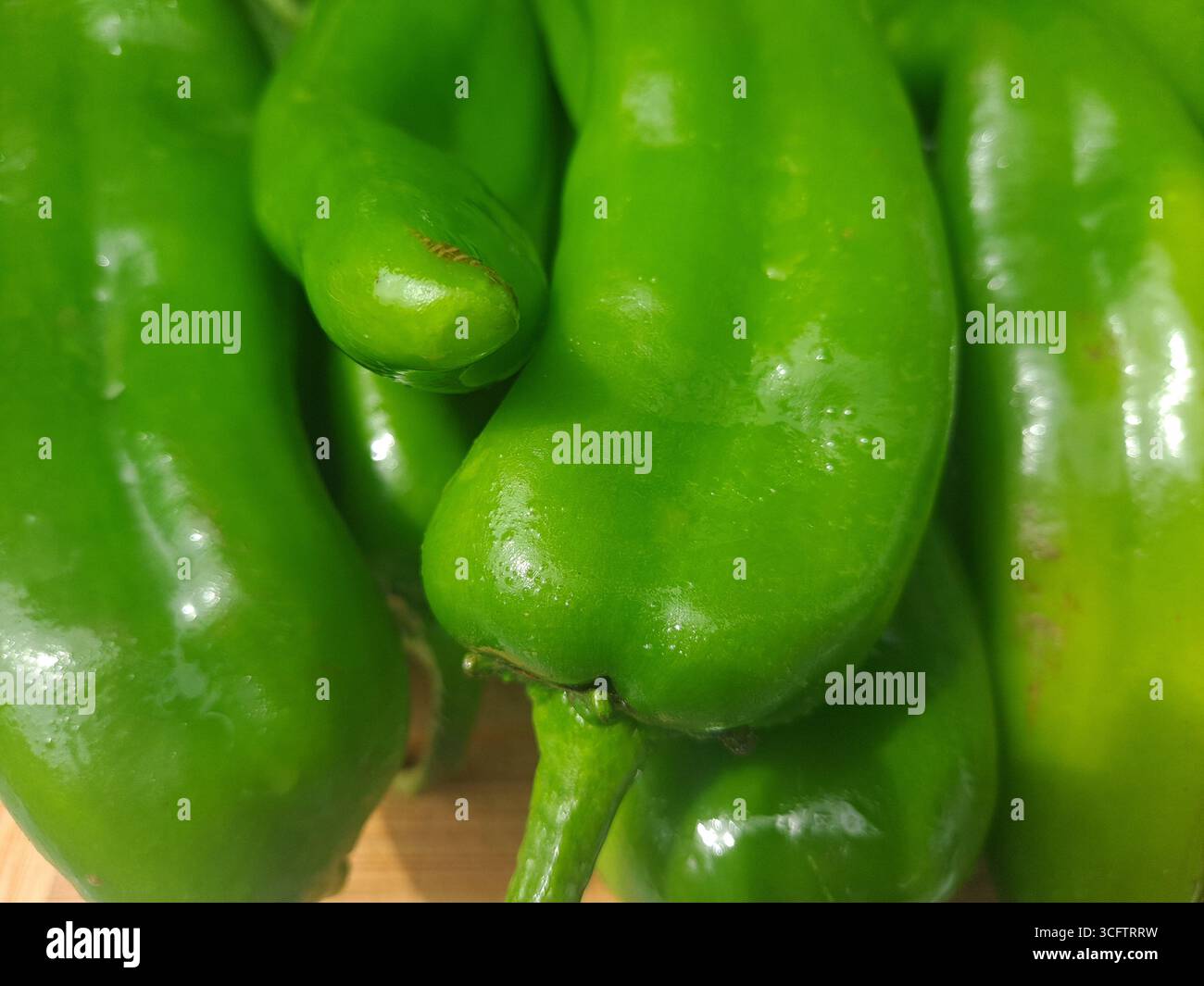Frisches Hatch Green Chili ist leicht geölt Stockfoto