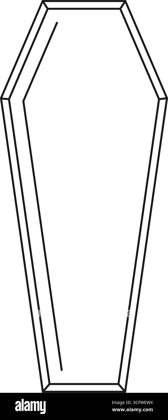 Draufsicht eines Begräbnisschatzes oder Sarges mit dem Deckel auf Umrisssymbolvektor Stock Vektor