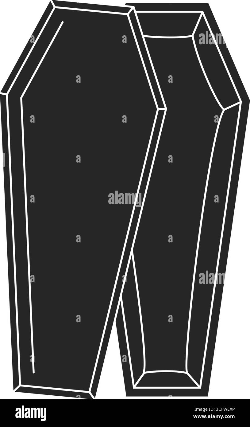Blick von oben auf eine offene Beerdigungsschatulle oder Sarg schwarze Silhouette Vektor Stock Vektor