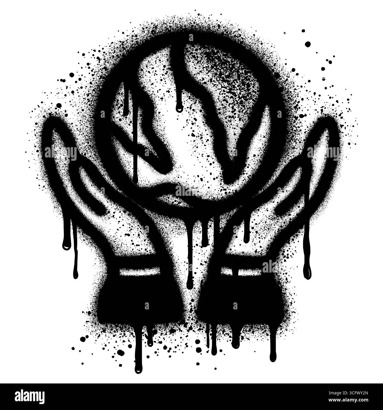 Planet Erde in menschlichen Händen im Graffiti-Stil. Begriffe und Symbole zum Thema Ökologie. Stock Vektor