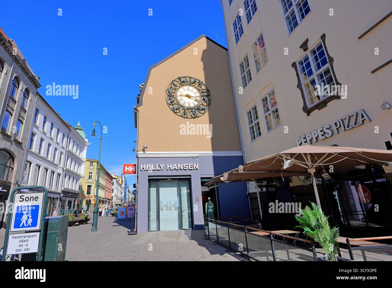Osloer Astrologistikuhr am Karl Johans Gate in Oslo, Norwegen Stockfoto